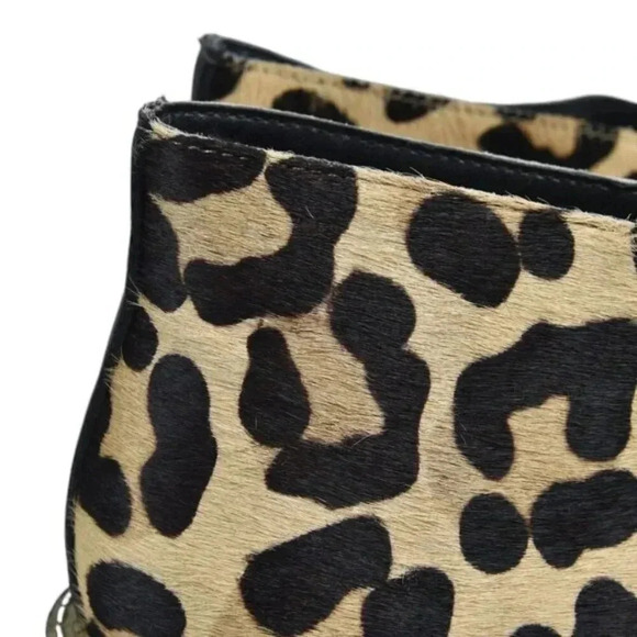 TopShop Chunky Heel Boots NWOT  Calf Hair Leopard Brown Black Booties Size 37 - Picture 3 of 12